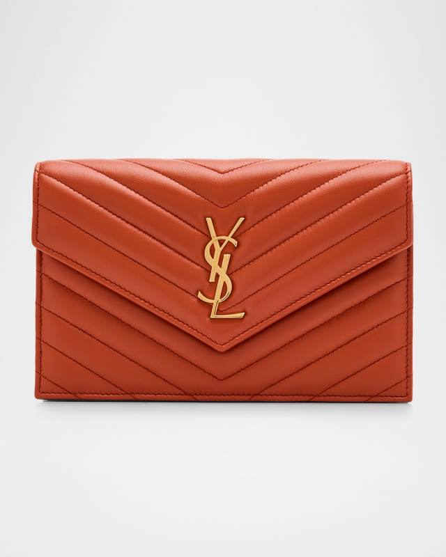 Small YSL Wallet on Chain in Grain Leather